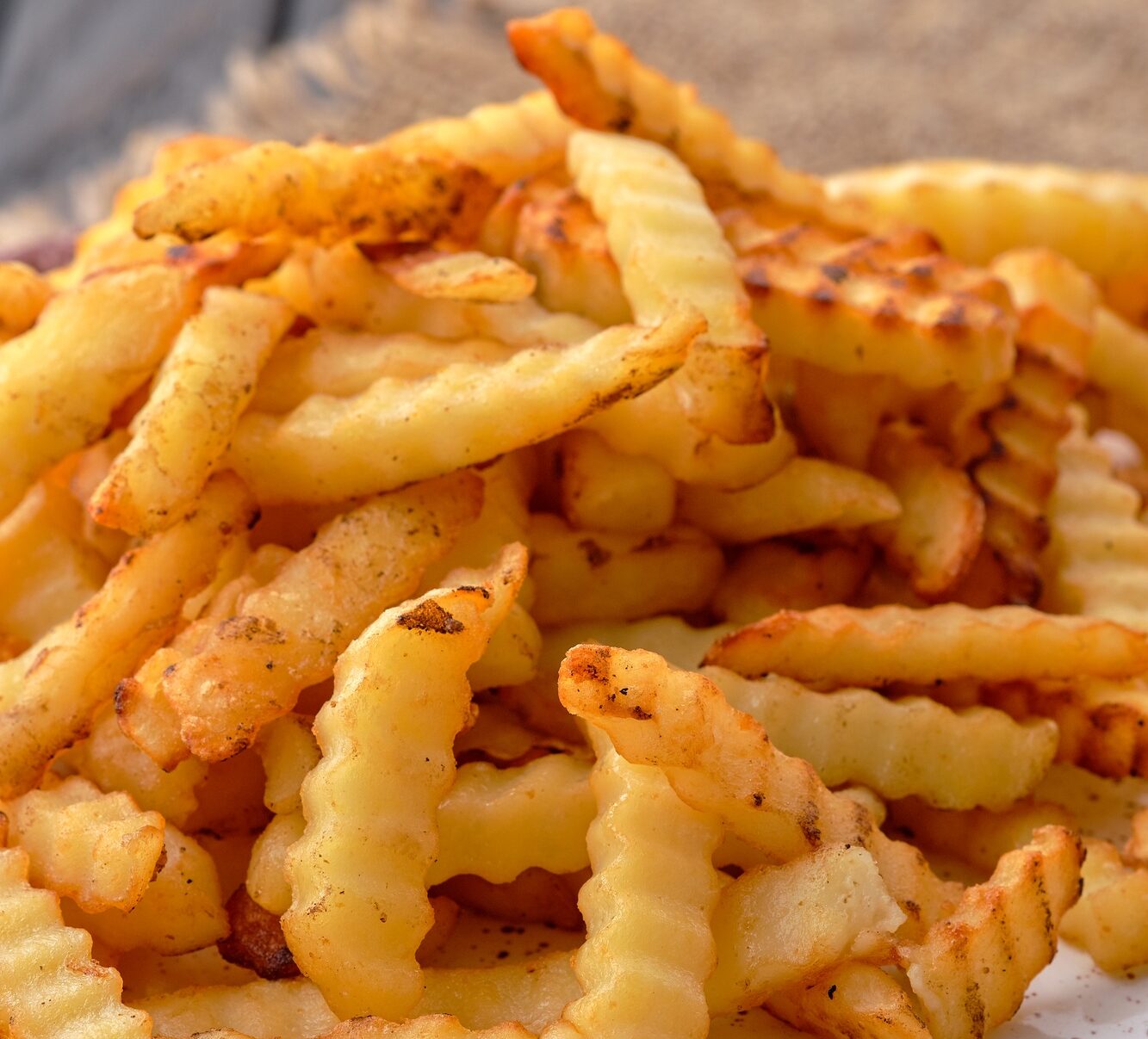 Fried crinkle cut french fries